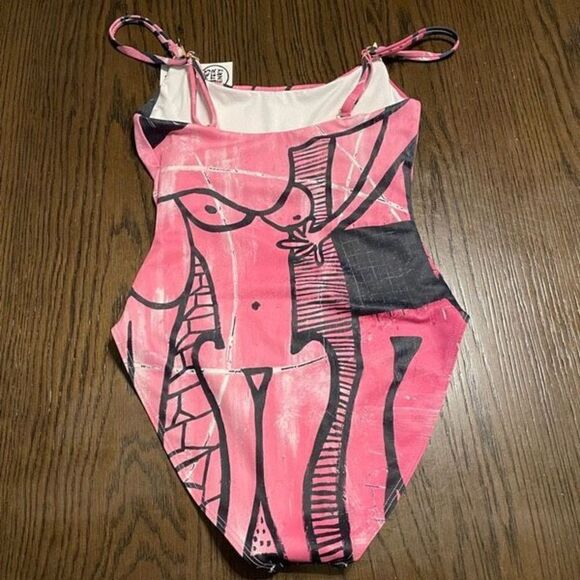 Swiminista X James Peter Henry Pink Black Beach Activities One Piece Swimsuit, X - Picture 2 of 7